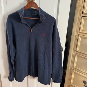 Quater Zip Pullover Navy Bue XL Polo Shirt- by Ralph Lauren